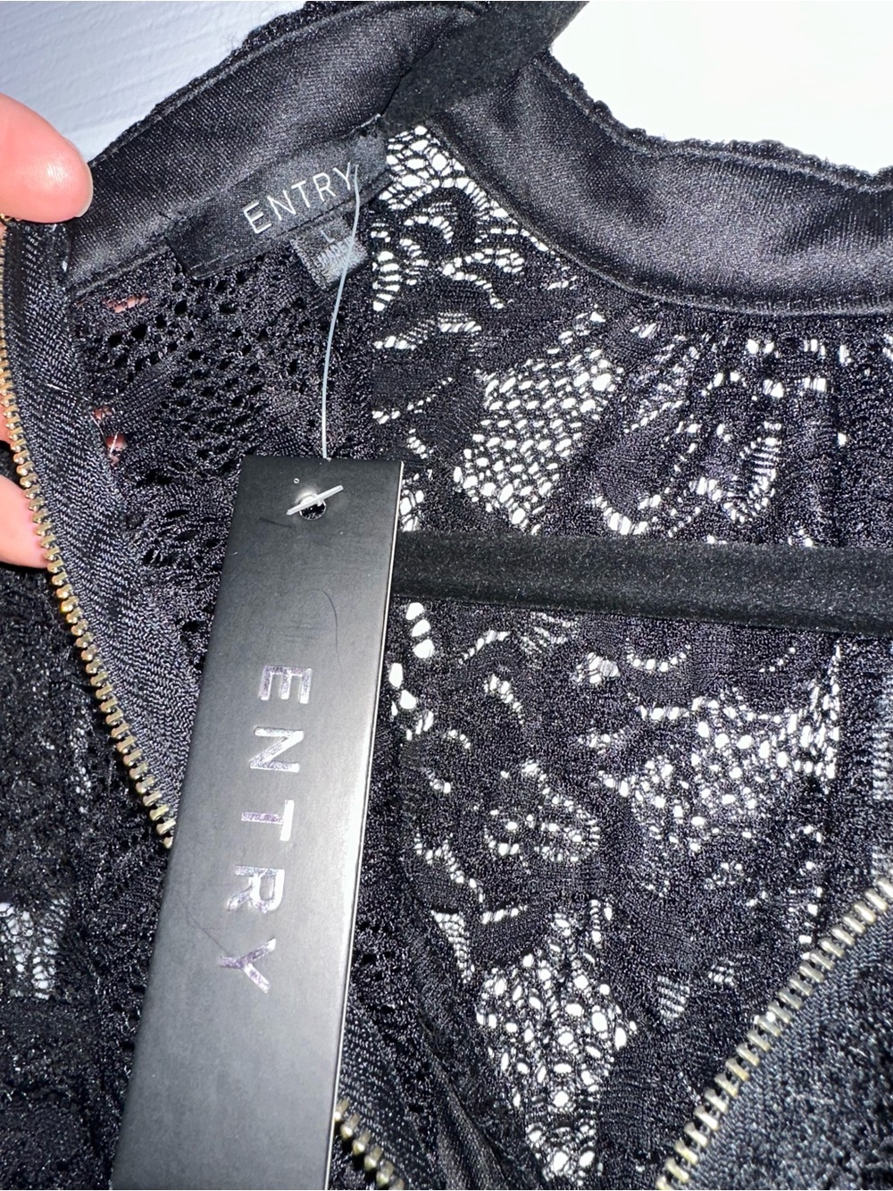 Entry Black Lace Ruffle Mini Dress - Picture 2 of 3